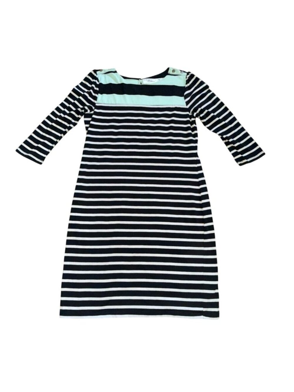 Allison Brittney Striped Dress Mint Green Colorblock 3/4 Sleeve Knee Length-PS